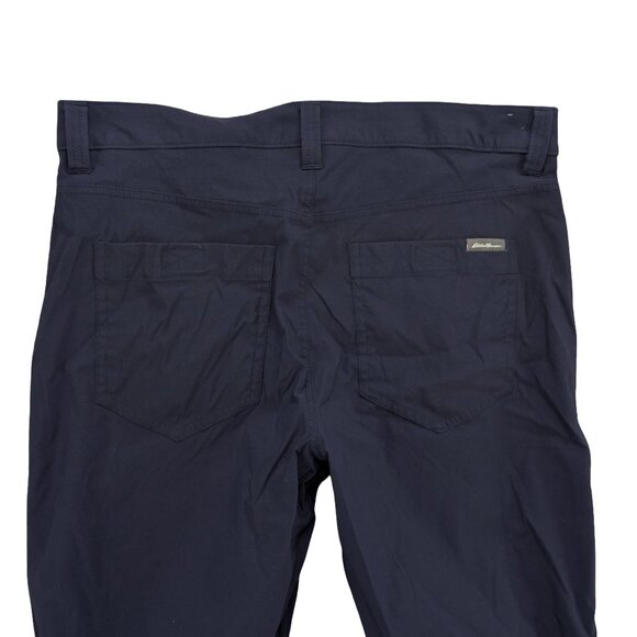 Eddie Bauer Tech Pants Mens Navy Blue Nylon Stretch Flat Front Size 32x32 - Picture 4 of 10